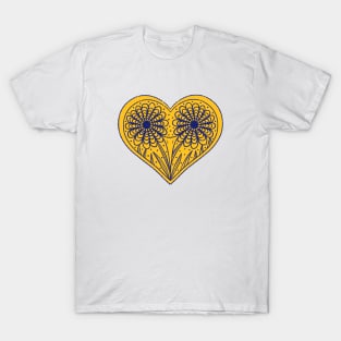 Love yellow flowers heart on white background T-Shirt